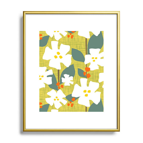 Mirimo White flowers and red berries Metal Framed Art Print