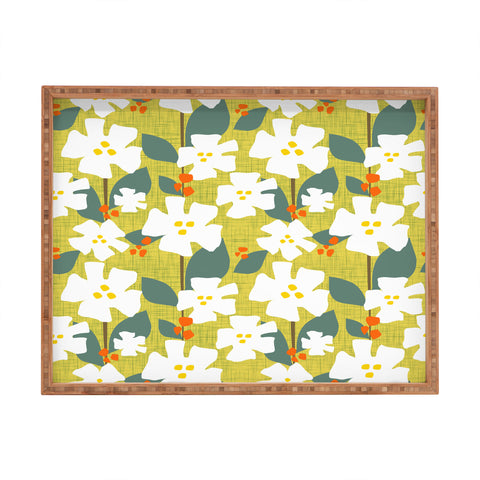 Mirimo White flowers and red berries Rectangular Tray