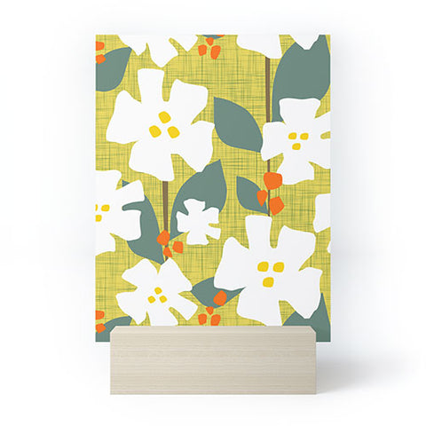 Mirimo White flowers and red berries Mini Art Print