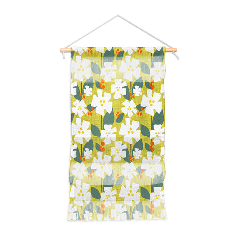 Mirimo White flowers and red berries Wall Hanging Portrait