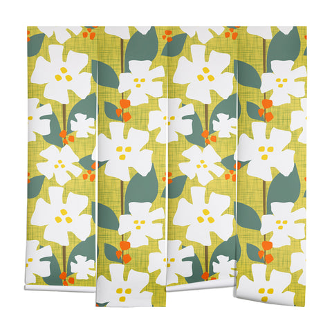 Mirimo White flowers and red berries Wall Mural