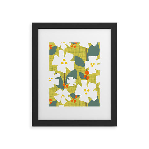 Mirimo White flowers and red berries Framed Art Print