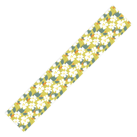 Mirimo White flowers and red berries Table Runner