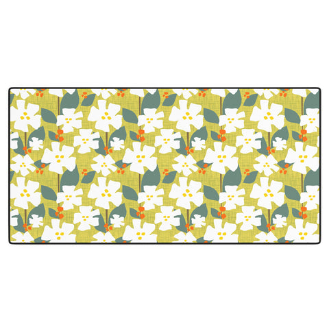 Mirimo White flowers and red berries Desk Mat