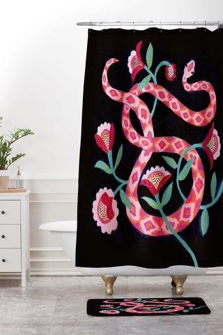 Misha Blaise Design Garden Snake Shower Curtain And Mat