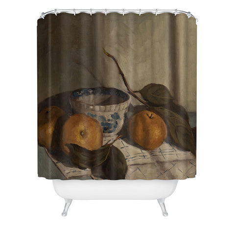 Miss Mustard Seed asian pears transferware bowl Shower Curtain