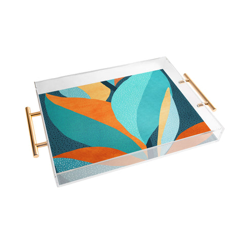Modern Tropical Abstract Tropical Foliage Acrylic Tray