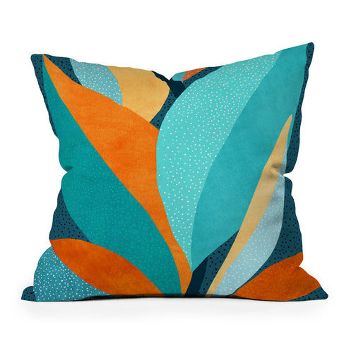 Modern Tropical Abstract Tropical Foliage Outdoor Throw Pillow