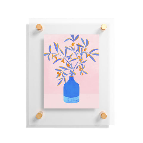 Modern Tropical Blue Branches Botanical Floating Acrylic Print