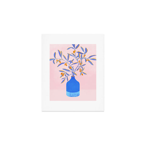 Modern Tropical Blue Branches Botanical Art Print