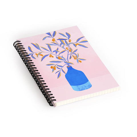 Modern Tropical Blue Branches Botanical Spiral Notebook