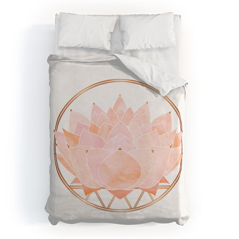 Modern Tropical Blush Zen Lotus Duvet Cover