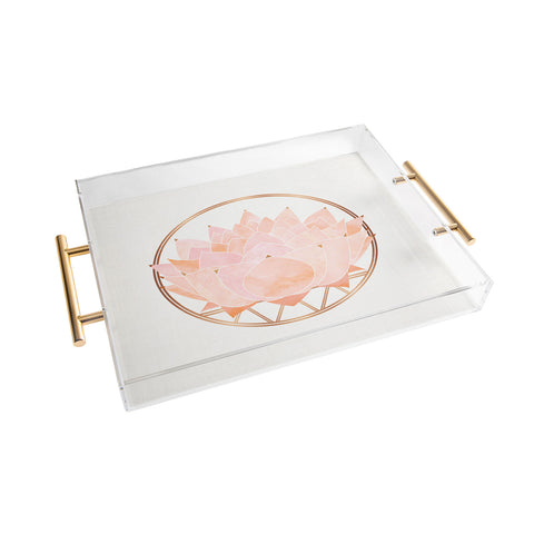 Modern Tropical Blush Zen Lotus Acrylic Tray