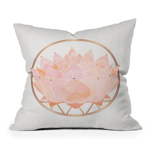 Modern Tropical Blush Zen Lotus Outdoor Throw Pillow