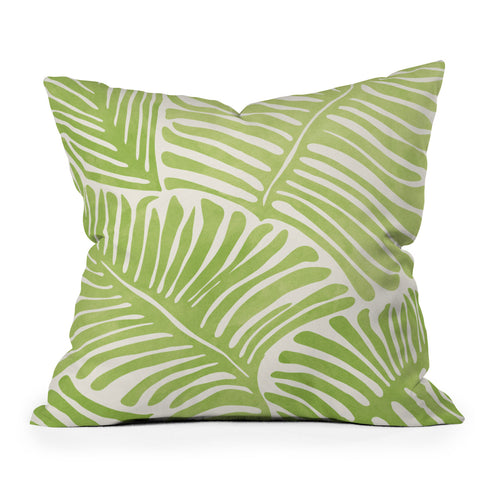 Modern Tropical Bohemian Fern Outdoor Throw Pillow