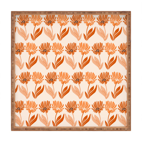 Modern Tropical Cinnamon Twins Floral Square Tray