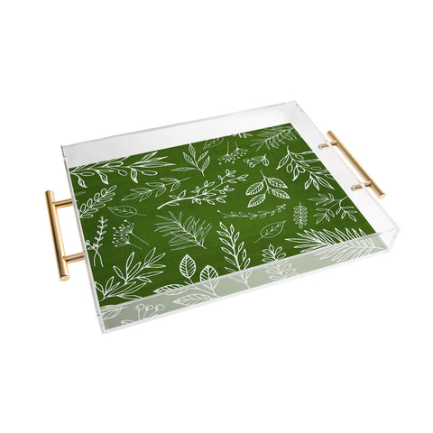 Modern Tropical Emerald Forest Botanical Acrylic Tray