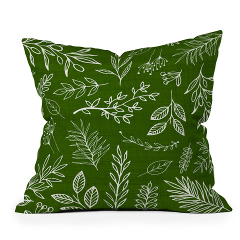 Modern Tropical Emerald Forest Botanical Outdoor Throw Pillow