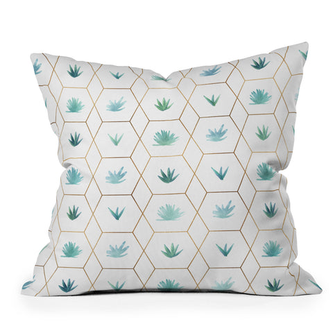 Modern Tropical Geometric Succulents Outdoor Throw Pillow