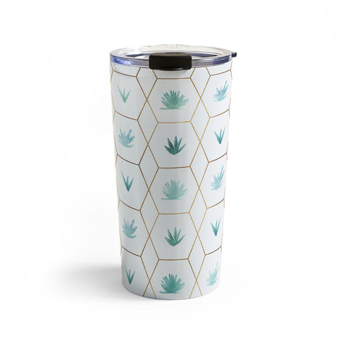 Modern Tropical Geometric Succulents Travel Mug