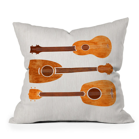 Modern Tropical Hawaiian Ukuleles Outdoor Throw Pillow