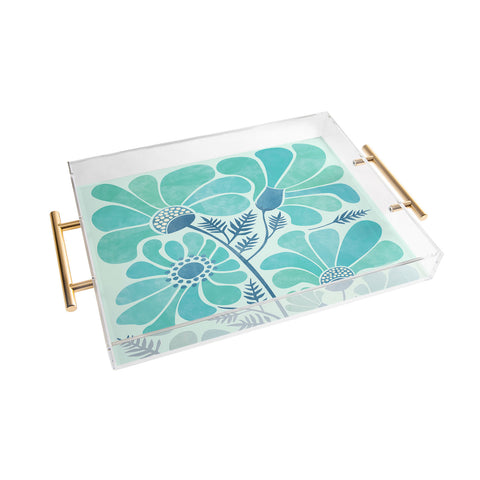 Modern Tropical Himalayan Blue Poppies II Acrylic Tray