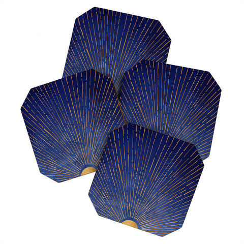Modern Tropical Indigo Twilight Coaster Set