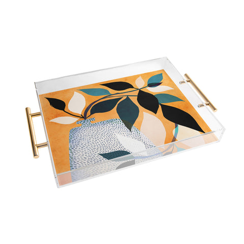 Modern Tropical Ivy in the Courtyard Acrylic Tray
