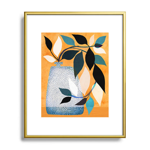 Modern Tropical Ivy in the Courtyard Metal Framed Art Print