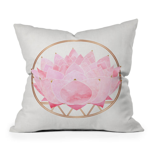 Modern Tropical Lotus Blossom Outdoor Throw Pillow