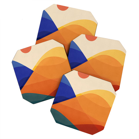 Modern Tropical Meditative Mountains Coaster Set