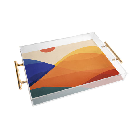 Modern Tropical Meditative Mountains Acrylic Tray