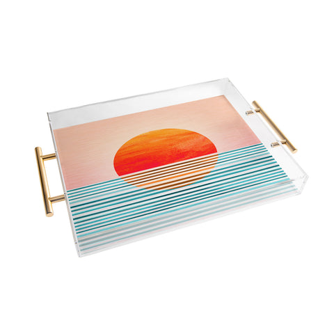 Modern Tropical Minimalist Sunset III Acrylic Tray