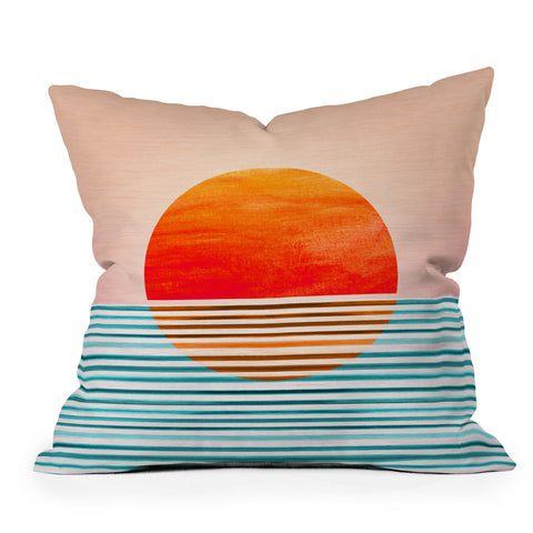 Modern Tropical Minimalist Sunset III Outdoor Throw Pillow