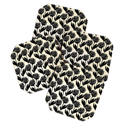 Modern Tropical Silhouette Floral Duo Coaster Set