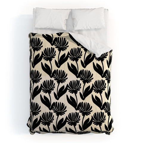 Modern Tropical Silhouette Floral Duo Comforter