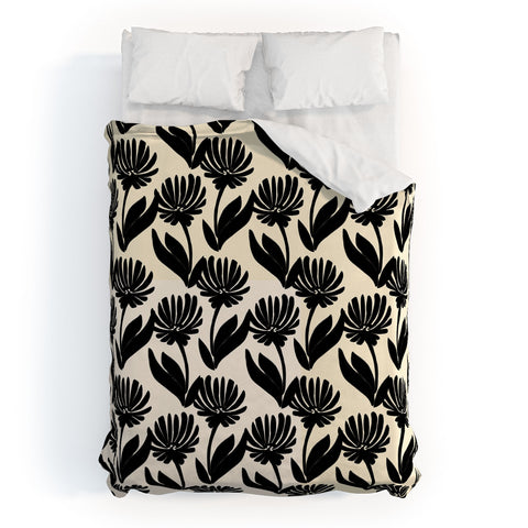 Modern Tropical Silhouette Floral Duo Duvet Cover
