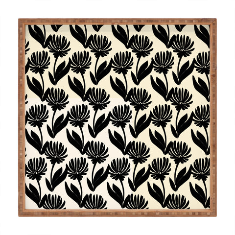 Modern Tropical Silhouette Floral Duo Square Tray