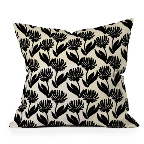 Modern Tropical Silhouette Floral Duo Outdoor Throw Pillow