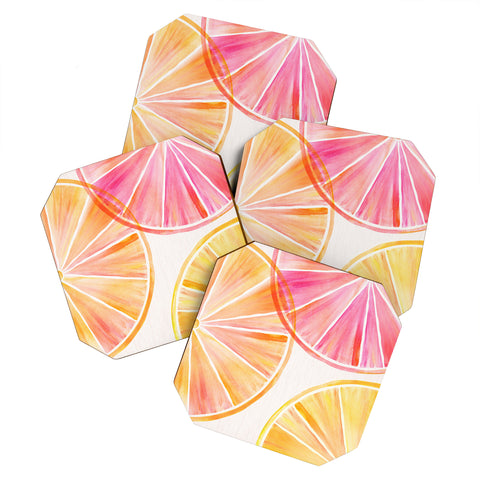 Modern Tropical Summer Citrus Party Coaster Set