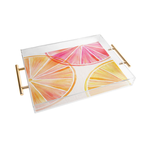 Modern Tropical Summer Citrus Party Acrylic Tray