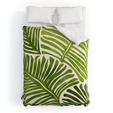 Modern Tropical Summer Fern Simple Modern Watercolor Duvet Cover