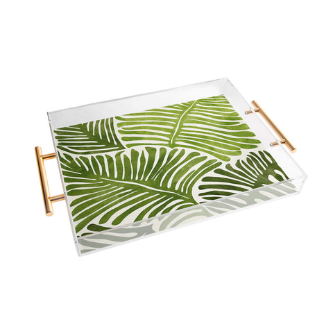 Modern Tropical Summer Fern Simple Modern Watercolor Acrylic Tray