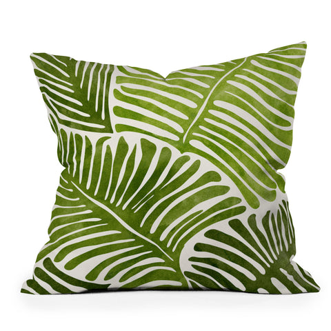 Modern Tropical Summer Fern Simple Modern Watercolor Outdoor Throw Pillow