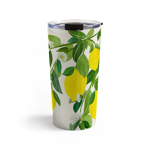 Modern Tropical Summer Lemons Tropical Fruit Travel Mug