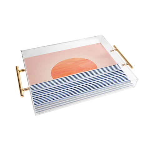 Modern Tropical Summer Sunrise Acrylic Tray