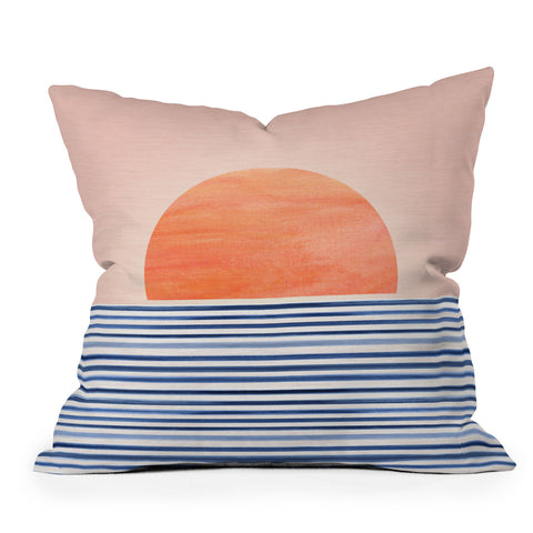 Modern Tropical Summer Sunrise Outdoor Throw Pillow
