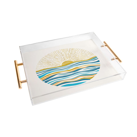 Modern Tropical Sunrise At Sea Acrylic Tray