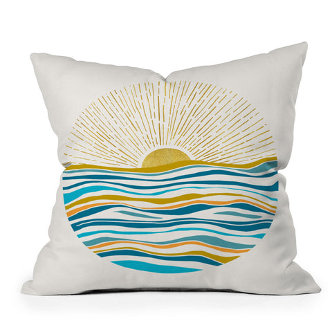 Modern Tropical Sunrise At Sea Outdoor Throw Pillow