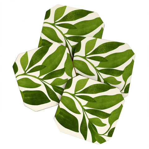 Modern Tropical The Wanderer House Plant Illustration Coaster Set